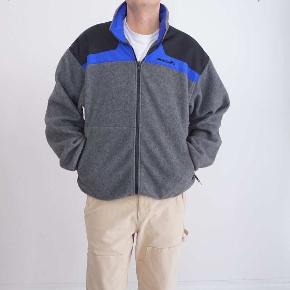 Vintage Mobius Blue Gray Fleece Jacket Liner Outdoor Hiking Zip Up Sweater M